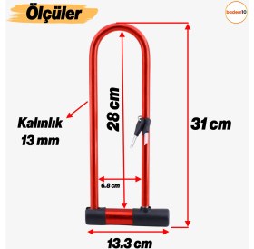 Resim Kilit Direksiyon Motosiklet Bisiklet Kilidi Motorsiklet Halat Zincir Çelik Hırsız Güvenlik 31 cm 