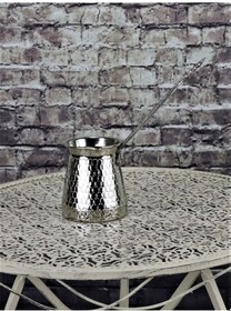 Resim Kalın Nikelli Petek İşlemeli Bakır Cezve 4 Fincanlık 