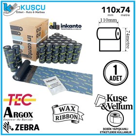 Resim Inkanto 1 ADET Armor 110mmx74mt Wax Ribon Kuşe&Vellum 