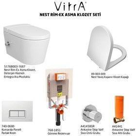 Resim VitrA Nest Rim-Ex VitrAfresh Detarjan Hazneli ve Entegra Ara Musluklu Asma Klozet ve Gömme Rezervuar Seti,Beyaz 