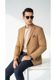 Resim Plus Scorpion Camel Erkek Blazer Ceket Esnek Comfort Kumaş, İtalyan Kesim, Tek Düğmeli Slim Fit Şık Model CAMEL 