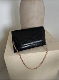 Resim NİSSEA.CO Siyah Clutch Zincirli Nicole Çanta 