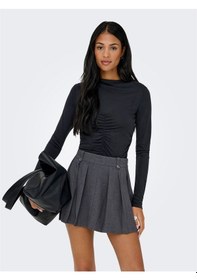 Resim Only Onlhannah L/s Ruchıng Top Jrs Kadın Siyah T-shirt - 15363623 