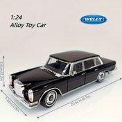 Resim WELLY 1:24 Ölçekli Döküm Alüminyum Mercedes-Benz 600 (1963) Oyuncak Araba Modeli - Krom Detaylı Siyah Toplama Aracı, Cam ve Jant Kapaklı, Erkek Çocuklar İçin Mükemmel Doğum Günü Hediyesi, Koleksiyonluk Ürün, Retro Tasarım, Hava Koşullarına Dayanıklı Model 