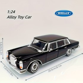 Resim WELLY 1:24 Ölçekli Döküm Alüminyum Mercedes-Benz 600 (1963) Oyuncak Araba Modeli - Krom Detaylı Siyah Toplama Aracı, Cam ve Jant Kapaklı, Erkek Çocuklar İçin Mükemmel Doğum Günü Hediyesi, Koleksiyonluk Ürün, Retro Tasarım, Hava Koşullarına Dayanıklı Model 