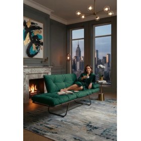 Resim AVYNA Infinity Comfort Ikili Kanepe | Elite Mekanizmalı Yataklı Koltuk - Tay Tüyü Kumaş - Zümrüt Yeşil 