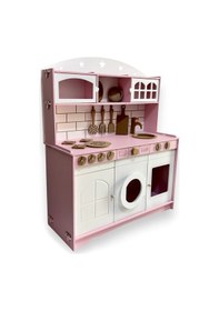 Resim Boyalı Ahşap Oyuncak Mutfak Servis Seti Pembe- Beyaz 