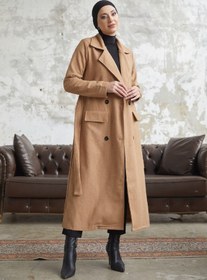 Resim Esre Store Dört Düğmeli Tesettür Kaban Camel 