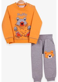Resim Breeze Erkek Bebek Eşofman Takımı Ayıcıklı Hardal Sarı (9 Ay-3 Yaş) 