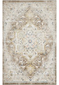 Resim Cool Halı Zaraf Krem Kahve Halı Klasik Göbekli Desen Ev Oda Halısı Oturma Odası Salon İnce Halı Krem - Kahve 