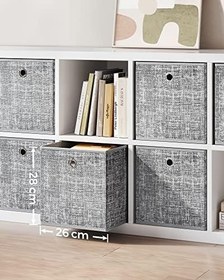Resim SONGMICS Saklama Kutusu, 6'lı Set, Saplı Dokusuz Kumaş Düzenleme Kutuları, Kutu Saklama, 26 x 26 x 28 cm, Küp Raf, Katlanır Kutu, Kıyafet Saklama için, Gri Alacalı RFB026G01 