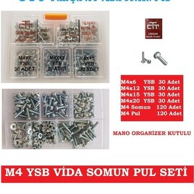 Resim M4 Vida Seti Ysb Vida Somun Pul Seti 360 Adet -Organizer Kutulu 