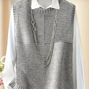 Resim Büyük Beden, Büyük Beden Kadınlar için Turkuaz (veya Beyaz) Kolsuz Smok Elbise-Benzeri Ceket - Bol Kesim Kısa Yaka, Düğmesiz Ön, Kırışmaz Gündelikten Profesyonel Kullanıma Uygun, Makinede Yıkanabilir İlkbahar/Sonbahar Dış Giyim 