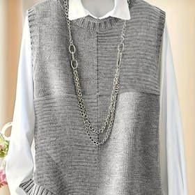 Resim Büyük Beden, Büyük Beden Kadınlar için Turkuaz (veya Beyaz) Kolsuz Smok Elbise-Benzeri Ceket - Bol Kesim Kısa Yaka, Düğmesiz Ön, Kırışmaz Gündelikten Profesyonel Kullanıma Uygun, Makinede Yıkanabilir İlkbahar/Sonbahar Dış Giyim 