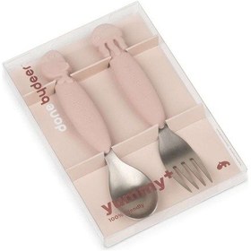 Resim Done By Deer - Sea Friends - Paslanmaz Çelik Çatal Ve Kaşık Seti - Pembe 
