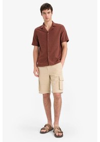 Resim Defacto Regular Fit Polo Yaka Jakarlı Kısa Kollu Gömlek E5693ax25smbn326 Kahve 