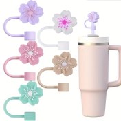 Resim 5 adet Sakuras Silikon Çiçek Tasarımı Çay Bardak Kapağı, Evrensel Uyumluluk 10mm Tumblers için Yeniden Kullanılabilir İçecek Aksesuarları, Sevgililer Günü, Paskalya, Kadınlar Günü, Anneler Günü, Bağımsızlık Günü için Hediye 