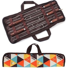 Resim Pazly 5 Adet Çöp Şiş Çatalı Torbası İle Bbq Ahşap Şişler Paslanmaz Çelik Kebap Şişleri Çok Renkli Çok Renkli 