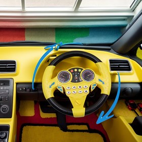 Resim Sarı ve Pembe Yarış Arabası Direksiyonu ile Mavi Kayışlar - Dayanıklı ABS Malzeme, Gençler için Ergonomik Tasarım, İç Mekan Oyunları ve Motor Becerileri Geliştirme için Mükemmel, Gençler için Oyun Seti | Canlı Oyun Seti | Dayanıklı Oyun Seti, Araba Aksesuarları 