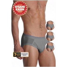 Resim Çift Kaplan Erkek Elastanlı Gri Slip 887 3'lü Ekonomik Paket Gri 