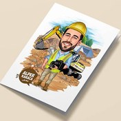 Resim İnşaat Teknikeri Erkek Karikatürlü Tebrik Kartı 