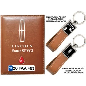 Resim Plakanıza Özel Lıncoln Logolu Taba Ruhsat Kabı Ve Anahtarlık 
