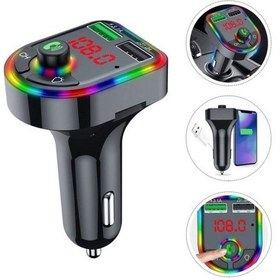 Resim Car F6 Rgb Bluetooth Araç Kiti Fm Transmitter Qc 3.1a Type-c Usb Şarj 12-24v 