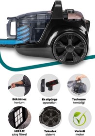 Resim Goldmaster GM-7580 Eva Toz Torbasız Elektrikli Süpürge - Siyah 