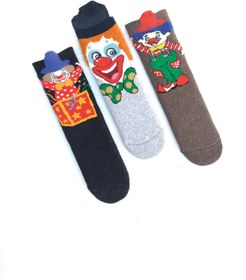 Resim MEM SOCKS 3'lü Palyaço Desenli Kaydırmaz Çocuk Havlu Çorap 