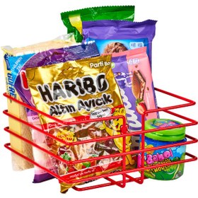 Resim Yılbaşı Kırmızı Oval Köşeli Ekmek Sepeti Şık Hasır Örmeli 