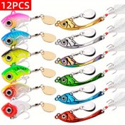 Resim 12 adet/takım Metal Balıkçılık Yemi, Balıkçılık Kaşığı, Döner Balıkçılık Yemi Seti, Turna Balığı İçin Balıkçılık Crankbaits, Yapay Yem 
