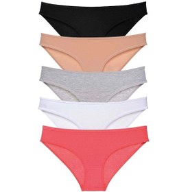 Resim 5 Adet Süper Eko Set Likralı Kadın Slip Külot Siyah Ten Gri Beyaz Fuşya Çok Renkli 