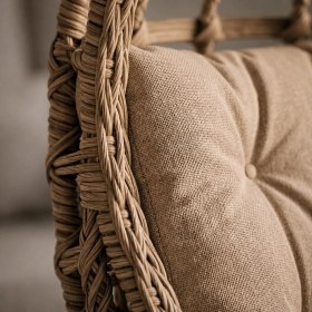 Resim Bürosaray Tek Kişilik Uzanmalı Rattan Görünümlü Bahçe Balkon Salıncağı Minderli Ayak Uzatmalı Geniş Oturumlu Teras Veranda Dış Mekan Salıncak 