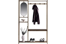 Resim Showdeko Gomez Antre Aynalı Metal Ahşap Raflı Askılıklı Ayakkabılık 