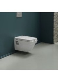 Resim Turkuaz Mona Duvardan Asma Klozet Soft Yavaş Kapanan Kapak Yavaş Kapanan Kapaklı 