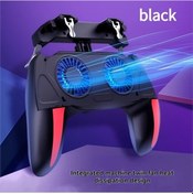 Resim Gaojunshop01 3'lü Mobil Oyun Kumandası: Çift Joystick, 4 Buton, 2 Soğutucu Fan, 4.7-6.8 İnç Telefonlar İçin Siyah Abs + Metal 