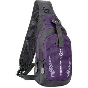 Resim Lemestar Erkekler İçin Kısa Askılı Ultra Hafif Sling Çanta - Su Geçirmez Oxford Kumaş, Dış Etkinlikler İçin Organize Bölmelerle Mor Çok Renkli 