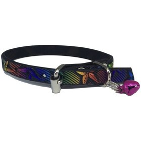 Resim Rengarenk Yıldız Desenli Deri Zilli Kedi Tasması 