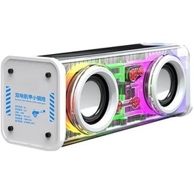 Resim V8 Şeffaf Bluetooth Hoparlör Tws/tf Kart/rgb Işık/çift Ses/çelik Tasarım Jzr-gy, Küçük Boyutlu - Gümüş 