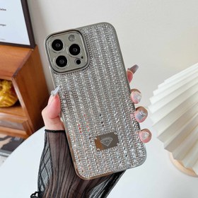 Resim Uygun iPhone 15 Pro Max Kare Cam Üç Boyutlu Işık Lüks Taşlı 13/14 