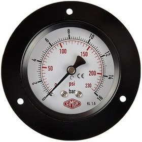 Resim Simga 0-40 Bar Çap Ø63 MM Ön Flanşlı Kuru Tip Manometre 