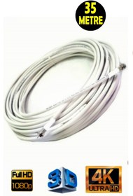 Resim usin 35 Metre 64 Tel Rg6/u4 Full Hd 3d 4k Anten Tv Çanak Uydu Lnb Kablosu F Konnektör Takılı Hazır 