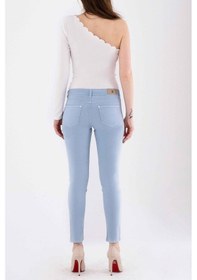 Resim Explosion Minimalist Slim Fit Kadın Pantolon - Günlük Kullanım Açık Mavi 