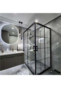 Resim Nokta Duşakabin Teknesiz Dikdörtgen Cam Duşakabin Karolaj Desenli Kd108 Şeffaf 