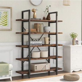 Resim Halevia Metal Ahşap 5 Katlı Düz Kitaplık 