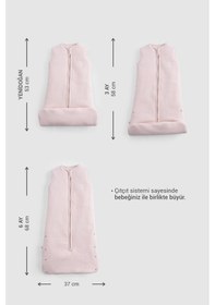 Resim Elyaf Dolgulu Kapitone Pembe Uyku Tulumu 0-6 Ay Pembe 