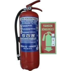 Resim 6 kg Kuru Kimyevi Yangın Söndürme Tüpü + Askı Aparatı + Fosforlu Levha 