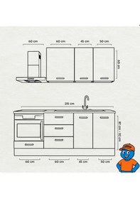 Resim 215 Cm Mutfak Dolabı Mdf Kapak Tezgah Dahil Yrkn215 97 Beyaz 