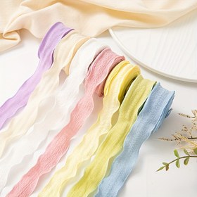 Resim Polyester Crinkle Ribbon DIY El Sanatları, Kurdeleler, Hediye Paketleme için - Bouquetler, Kek Dekorasyonu, Çiçek Ambalajı için Frayed Edge Wave Ribbons - Elektrik veya Piller Gerektirmez, Tüy Olmayan, Çok Amaçlı Noel, Cadılar Bayramı, Paskalya için - Çeşitli Renkler Paketi 