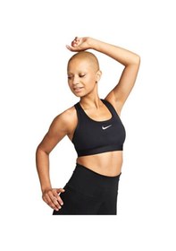 Resim Nike Swoosh Medium Support Kadın Sporcu Sütyeni Dx6821-010 Siyah Siyah 